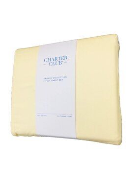Charter Club Damask Solid 550 TC 100% Cotton FULL Sheet Set in BUTTERCUP YELLOW